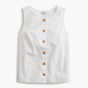 J. Crew Factory White linen blend sleeveless Button-Down Blouse